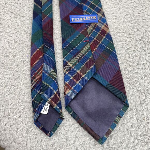 Pendleton Silk Neck Tie Mens Bue Red Madras Plaid Classiccore Preppy Corpcore - Picture 3 of 8